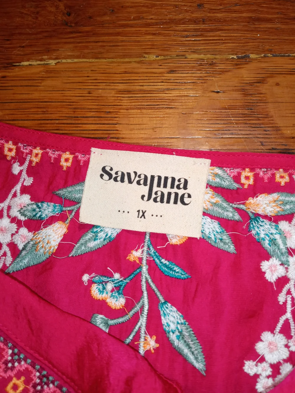 Savanna Jane Hot Pink Embroidered V-Neck Tunic - Picture 2 of 7